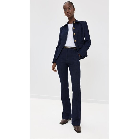 VERONICA BEARD Pants - VERONICA BEARD Gracie Dark Indigo Stretch Denim Pintucked Bootcut Pants, Size 00